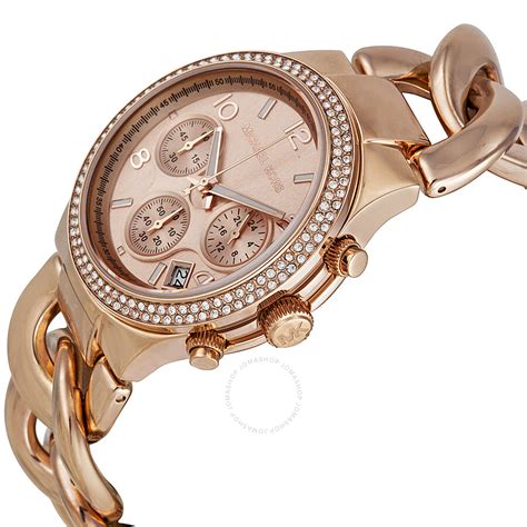 Michael Kors Chronograph Rose Dial Rose Gold Ion 